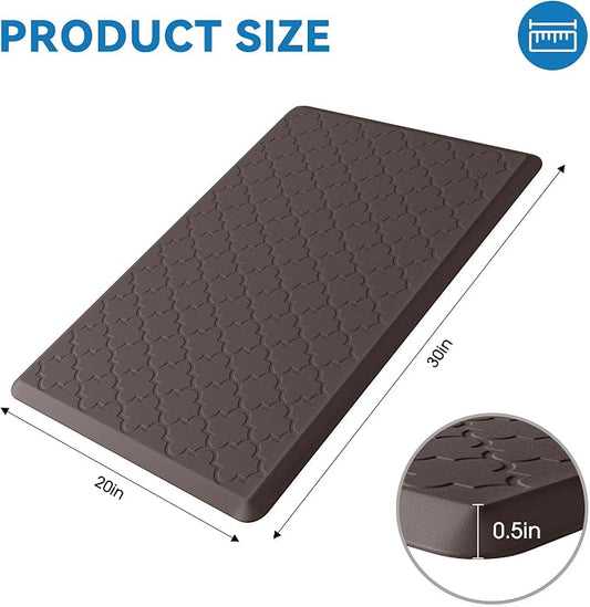Kitchen Mat Cushioned Anti Fatigue for Floor, Non-Slip Waterproof Comfort Rug for Kitchen Sink, Standing Desk & Laundry, 20"x30", Chocolate