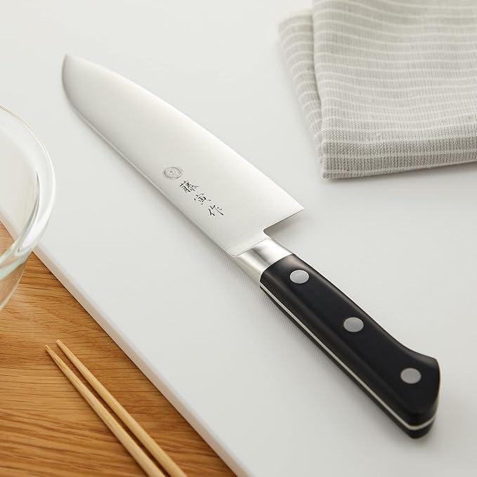Fujitora Santoku, 6.7 inches (170 mm), Made in Japan, Cobalt Alloy Steel, Double Edged, Versatile Knife, For Meat, Fish, Vegetables, DP Cobalt Alloy Steel Insert, With Ferrule FU-503