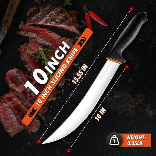 TIVOLI Slicing Knife 9.5 Inch - Brisket Knife with Ergonomic Non-Slip Softgrip & German Stainless Steel Razor Sharp Blade for Meat Cutting,Slicing - Gift for Men Women