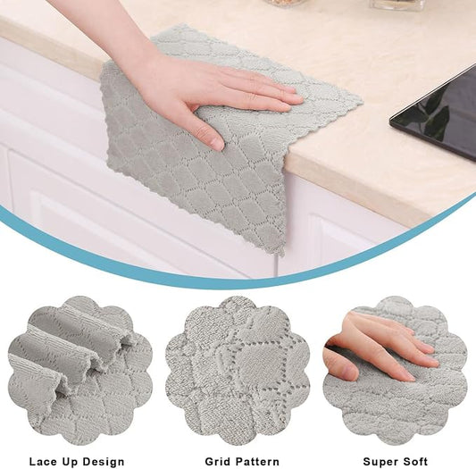 Homaxy 16 Pack Kitchen Cloths Dish Towels (10" x 10", Grey), Super Soft and Absorbent Coral Velvet Dishcloths, Fast Drying No Lint Microfiber Cleaning Cloth