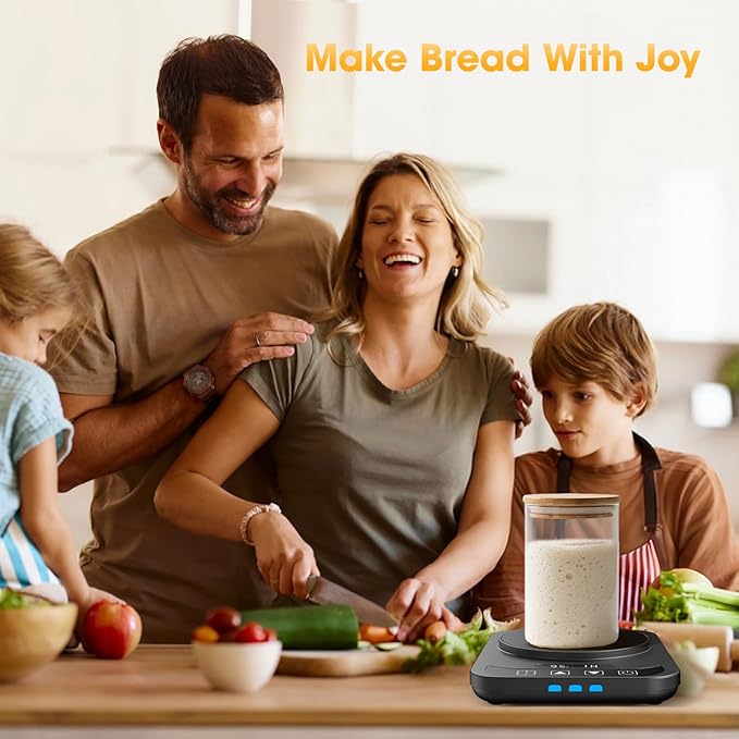 Sourdough Starter Warmer with Temperature Display,Sourdough Warming Mats 100℉ Electric Heating 12 Hours Timing Function Sourdough Heating Mat Bread for Baking Supplies Kitchen Bakers (Black)