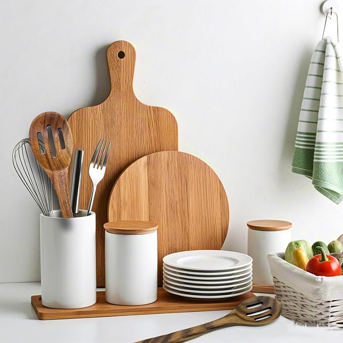 2-Piece 12 inch Large Wooden Spoon Set Slotted Spoon with Hole,Cooking Spoons Acacia Wood Kitchen Spatula for Mixing Spoons Stirring Serving Spoon (WS-2)