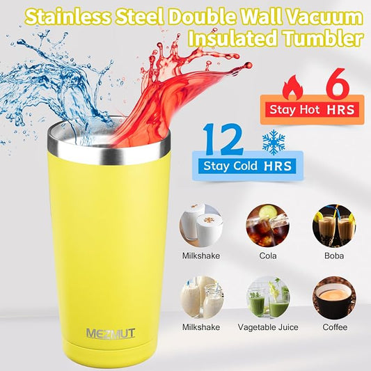 MEZMUT 20oz Tumbler Coffee Travel Mug with Lid and Straw, 4 Pack Stainless Steel Double Wall Vacuum Spill Proof Insulated Tumbler, Hot or Iced Coffee Cups for Drinks (4Pcs, Mixed1)
