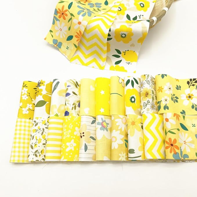 7 pcs 20" x 20" Cotton Fabric DIY Making Supplies Quilting Patchwork Fabric Fat Quarter Bundles DIY for Quilting Cotton Patchwork Cushions (Orange, 2.4" x19")