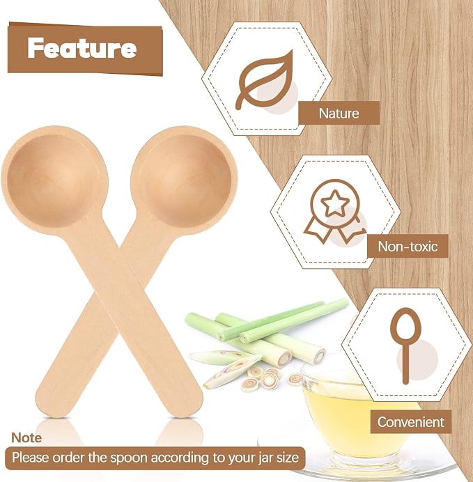 Baderke 50 Sets 3 Inch Mini Wooden Spoons Small Wooden Spoons Disposable Small Spoons for Spice Jars Wood Spoons with Tags and Twine Condiments Honey Sugar Kitchen Cooking Oil Tea Coffee