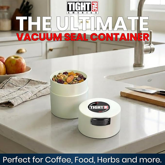 Tightvac - Premium Airtight Herb Storage Container - Holds ½ oz to 3 ounces - Keep Your Herbs and Dry Goods Fresh and Flavorful. White