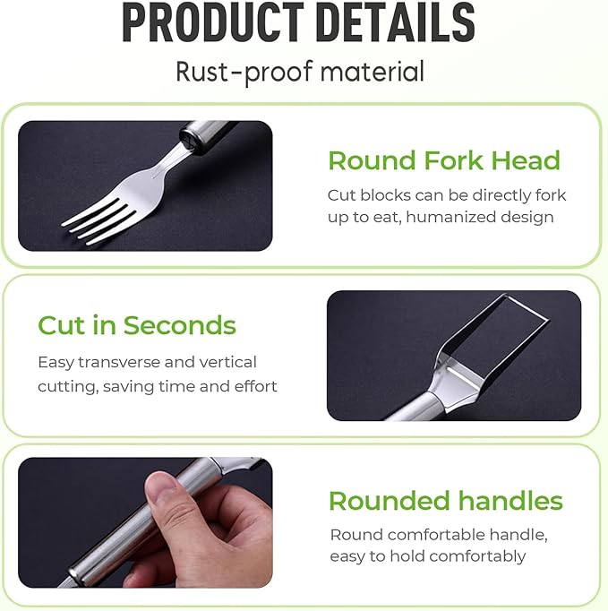 Watermelon Slicer & Fork,2-in-1 Stainless Steel Fruit Cutter Tool for Kitchen Gadgets, Watermelon Fork Slicer Cutter for Summer Party, Camping & Picnic, (2 Packs)