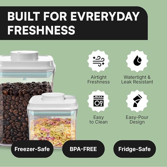 Bop Top Airtight Food Storage Containers with Lid 7 Cups / 57 oz | Kitchen Canister Sets | Air Tight Pantry Container| Pop Top Dry Food Storage Containers for Snacks, Sugar, Flour, Baking, Pasta