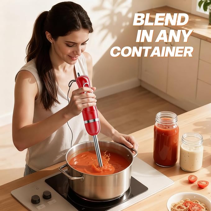 Turelar Immersion Blender Handheld, Corded Electric Blenders Portable Stick Mixer with 2 Mixing Speed and Stainless Steel Blades Emulsifier for Effortless Blending Soup, Smoothies, Puree or Baby Food