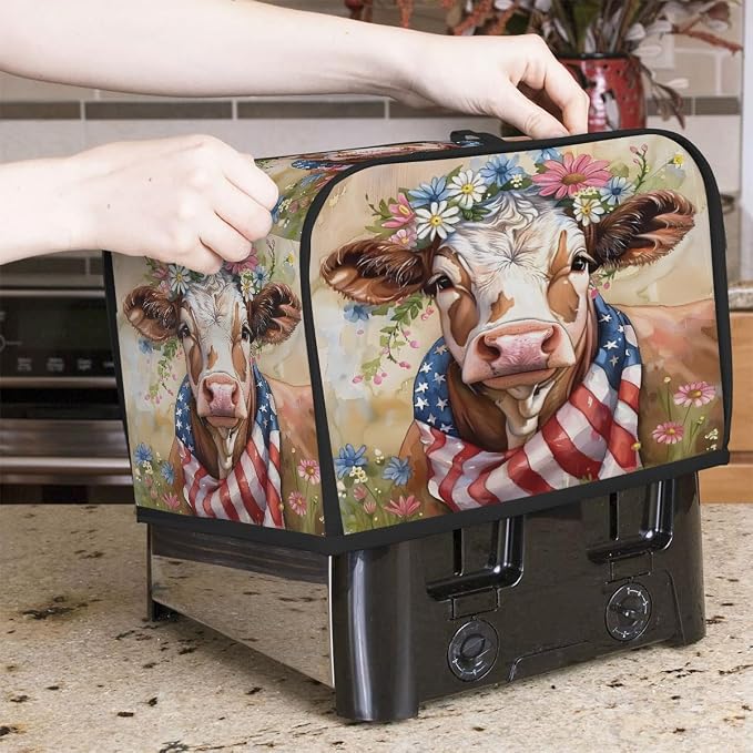 2 Slice Animal Highland Cow Toaster Cover Waterproof Dust Fingerprint Bread Machine Cover Washable Kitchen Appliance Protector For Home Kitchen Bakeware Table Decor Women Gifts