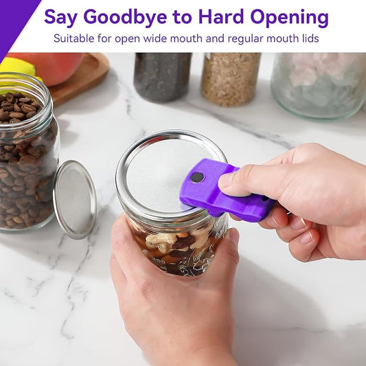 2 Pack Canning Jar Opener with Magnets, Mason Jar Opener For Canning Lids, Regular and Wide Mouth Lids, Powerful Magnet for Easy Refrigerator Storage, Releases Vacuum Seal– Patent Pending(Purple)