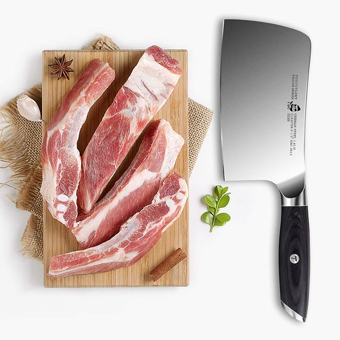 TUO Cleaver Knife, 6.5 inch Butcher Knife for Chopping Meat & Vegetable, High Carbon Steel Chinese Cleaver with Ergonomic Handle - FALCON SERIES