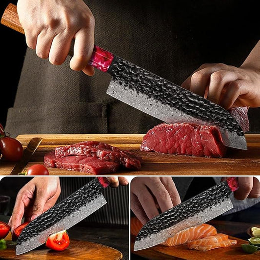 COOKLET'S Damascus Santoku Knife, Japanese VG10 Steel Core Kitchen Knife, Ultra Sharp Professional Chopping Cooking Knife, G10 Ergonomic Handle with Luxury Gift Box
