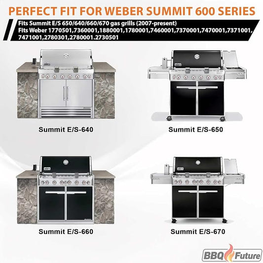 Full Size Griddle Insert for Weber Summit 600 Series E/S 650 640 660 670 Gas Grills With Smoker Box, Heavy Duty Flat Top with Spatula Set for Weber Grill Replacement Parts 67552