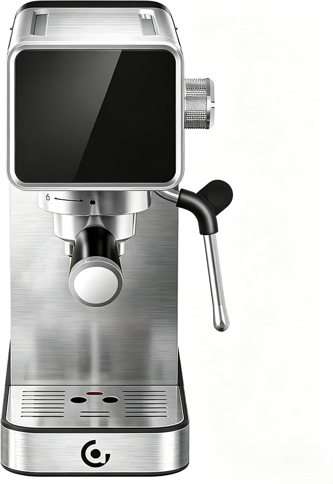 AMZCHEF Espresso Machine 20 Bar, Compact Stainless Steel Espresso Maker with LED Touchscreen