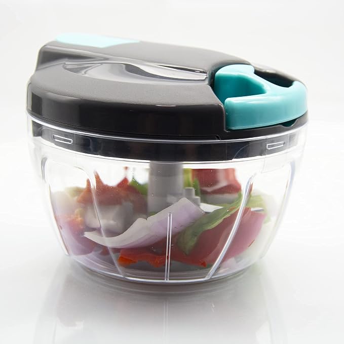 Multi-Function Manual Food Processors & Chopper with Cover and Handle, Garlic Press Vegetable Chopper Shredder,Suitable for Onions Garlic Carrots Gingers Peppers Fruits,Ideal Gift for Kitchen(Blue)