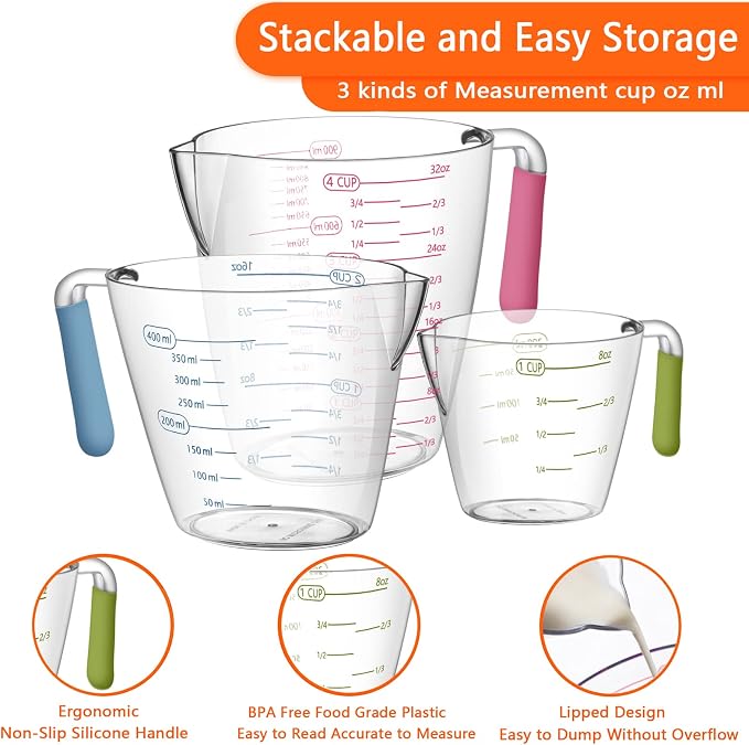 AIKEXIN 20 PCS Measuring Cups & Spoons Set, for Cooking & Baking Gadgets | 18/10 Stainless Steel Metal, Nesting Stackable Design, Dry & Liquid, Plastic Liquids, Leveler Conversion Chart