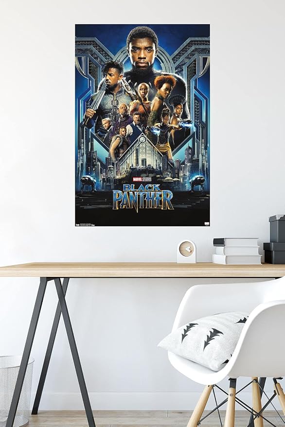 Trends International Marvel Cinematic Universe - Black Panther - Group One Sheet Wall Poster, 22.375" x 34", Premium Poster & Mount Bundle