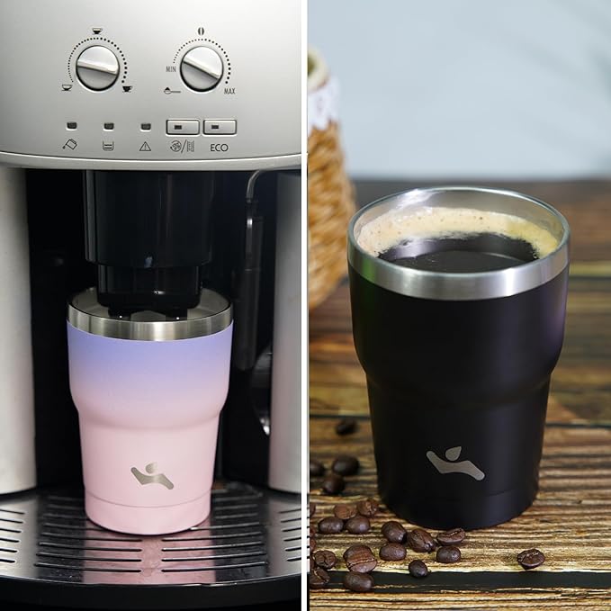 Konokyo 10 oz Tumbler with Handle and 2 Straw 2 Lid, Insulated Water Bottle Stainless Steel Vacuum Cup Reusable Travel Mug, Navy Blue