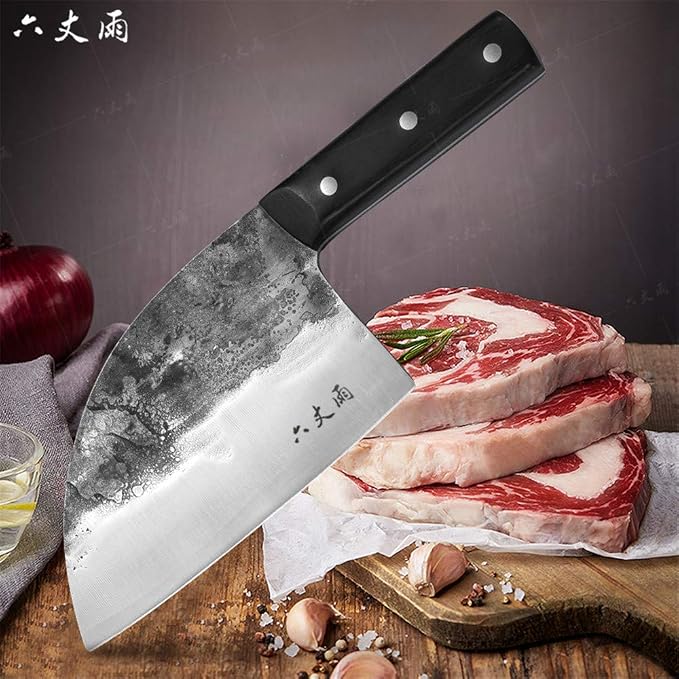 Forging Serbian Chef Knife Chopping Knives Full Tang High Carbon Clad Steel Almasi Butcher Cleaver for Kitchen Outdoor BBQ Camping Birthday Christmas Gift Men