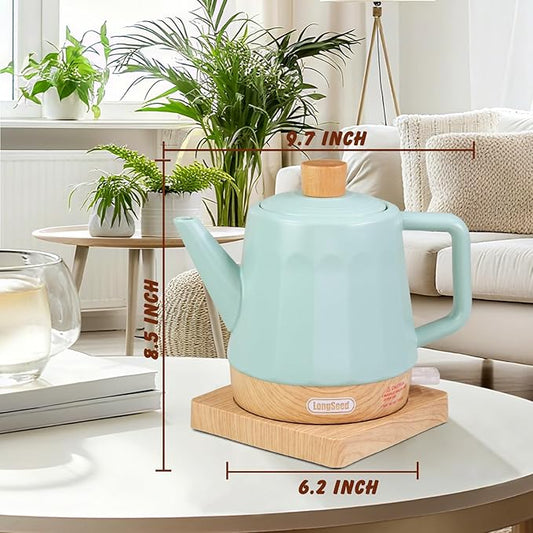 Electric Kettle Ceramic 1.2 qt, Automatic Shut Off, Fast Boiling Kettles Teapot, Hot Water Boiler For Coffee & Tea, Prevent Boil Dry, 1000W, Milky Green