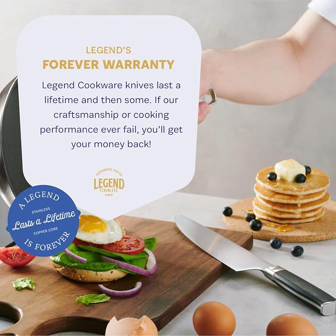 LEGEND COOKWARE Premium 8โ German Steel Chef Knife - Professional Kitchen Knives - Sharp, Full Tang Stainless Steel w/Black G10 Handle - All Purpose Cooking Chefโs Knife - Gift Packaging w/Sheath