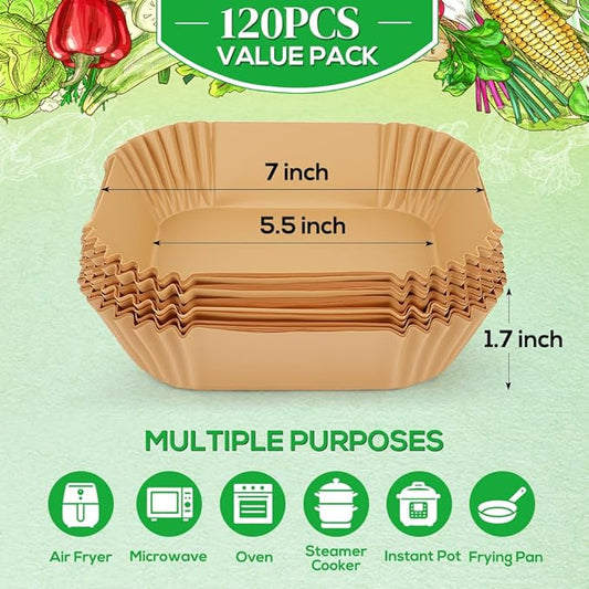 BYKITCHEN Small Air Fryer Liners for 1 to 3 QT Airfryer, 5.5in Mini Airfryer Parchment Paper Sheet, Compatible with CHEFMAN 2 Quart, Cosori 2.1QT, Dash 2.6Qt, Instant Pot Vortex 2QT Airfryer (120PCS)