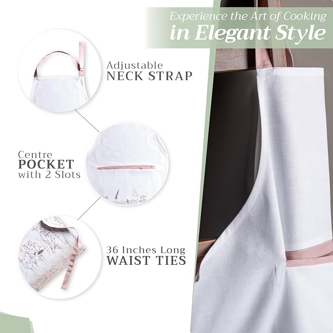 Maison d' Hermine 100% Cotton Apron for women with Pocket Kitchen Chef Apron for Men Cooking Spring Summer