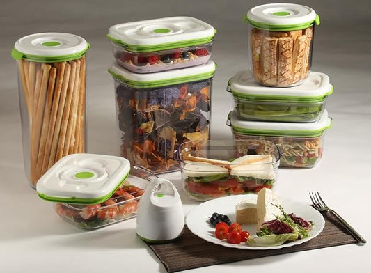 FOSA vacuum storage container set, 8pcs vacuum containers(28oz, 34oz, 45oz and 78oz) with vacuum unit