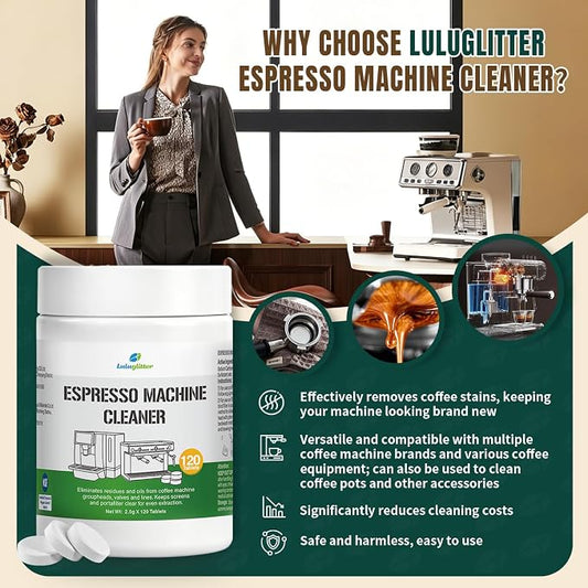 Espresso Machine Cleaning Tablets Expresso Maker Backflush Oil Remover 120 Tabs Compatible with Breville Barista Express, Gaggia, Delonghi, Jura, Philips