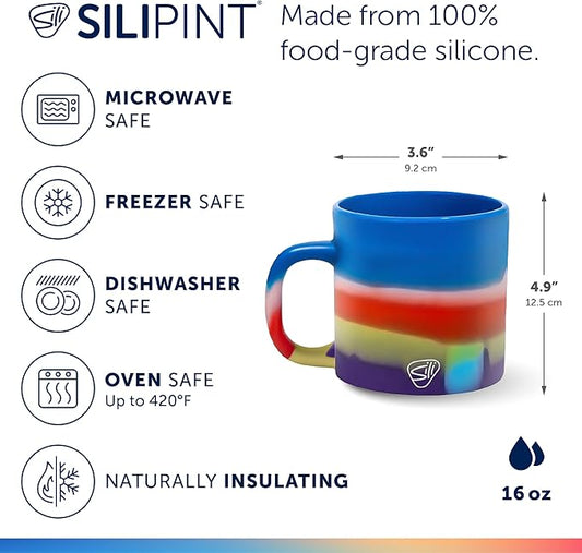 Silipint 16oz Silicone Coffee Mug – Unbreakable Dishwasher Safe Microwave Oven & Freezer Compatible Travel Mug – Non-Toxic Reusable Cup for Hot Coffee Tea or Cold Drinks (Drippy) Pack of 1