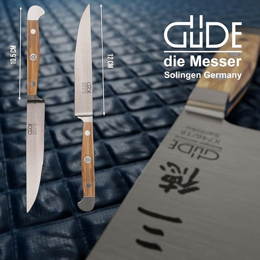 Güde Alpha Olive Series Hand Forged/Serrated Steak Knife With Olivewood Handle 4-in, Made in Solingen, Germany Since 1910