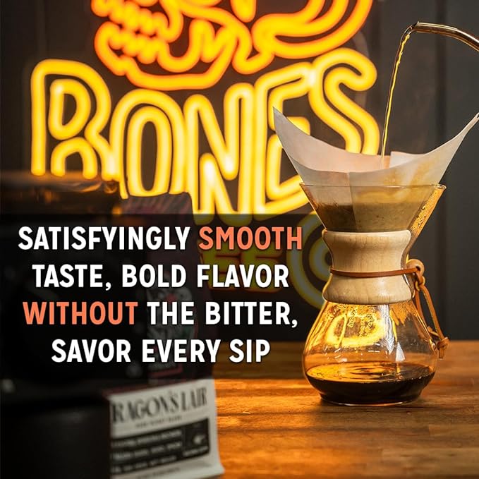 Bones Coffee Company Costa Rica Single-Origin, Cocoa, Nutty and Milk Chocolate Notes, Ground Coffee Beans, Low Acid Medium Roast Arabica Beans Flavored Coffee for Auto drip Coffee Maker, 12 oz Ground