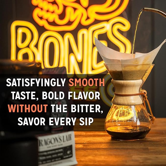 Bones Coffee Company Electric Unicorn, Fruity Cereal With Milk Flavored Coffee, Medium Roast Low Acid Arabica Beans Compatible with Auto drip and French Press Coffee Maker, 12 Oz Ground
