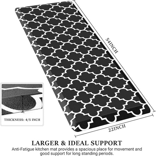 WISELIFE Anti Fatigue Floor Mat - 4/5 Inch Thick Kitchen Mat Non Slip Waterproof Heavy Duty Ergonomic Comfort Mat Durable for Home, Office, Sink, Laundry,(22" x 54", Black)