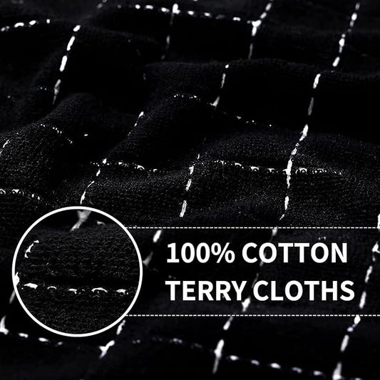 Homaxy 100% Cotton Terry Kitchen Towels(Multiple Color, 13 x 28 inches), Checkered Designed, Soft and Super Absorbent Dish Towels, 8 Pack