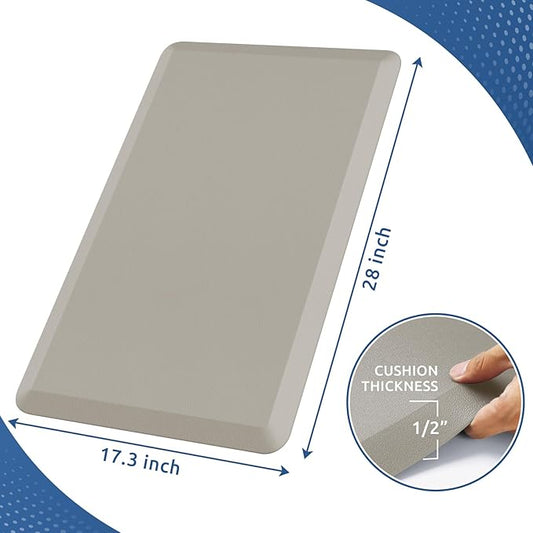 KitchenClouds Kitchen Mat Cushioned Anti Fatigue Rug 17.3"x28" Water Resistant Non Slip Standing Desk Mat Comfort Floor Mats for Kitchen House Sink Office (Khaki)