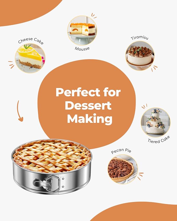 Kootek Cake Pan, Nonstick Springform Pan with Removable Bottom, 9 Inch Round Cheesecake Cake Baking Pans (Pack of 2)