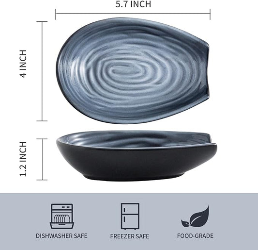Hasense Spoon Rest for Stove top, Cooking Spoon Holder for Kitchen Counter, Ceramic Utensil Rest for Ladle, Spatula, Tong and Spoon, Heat-Resistant Spatula Holder Set of 2, Grayish Blue