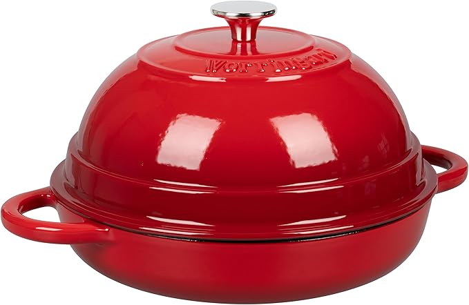 VORRINGARD Cast Iron Enameled Dutch Oven Pot with Lid for Bread Baking, Bread Oven, 6 Quart, Red