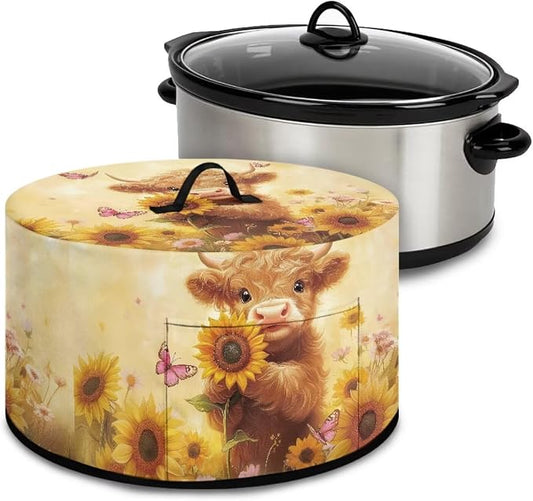 Sunflower Cow Slow Cooker Dust Cover 6-8 qt Crock for Pot Keep Small Kitchen Appliance Clean Kitchen Home Accessories Decor Cover Butterflies Patterns
