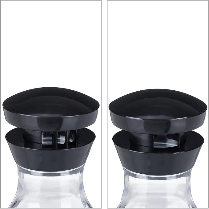 Relaxdays, Black/Silver Spice Carousel 16 Spice Jars Spice Rack 360° Rotatable H x D 29 x 19 cm Plastic