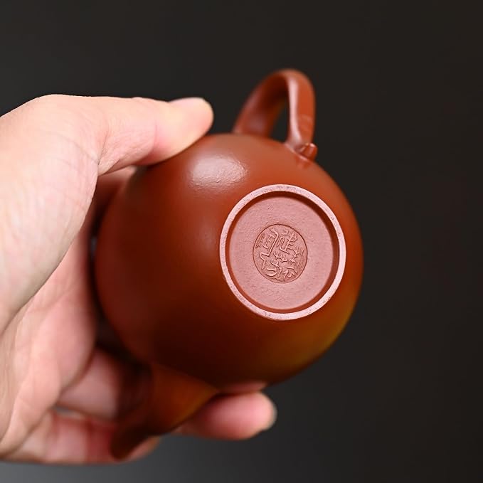 Handmade Yixing Zisha Teapot Beauty Shoulder Shape, 130cc Premium Wrinkled Zhuni Clay Gongfu Tea Pot with 7-Hole Water Outlet& Gift Box, by Master Artisan