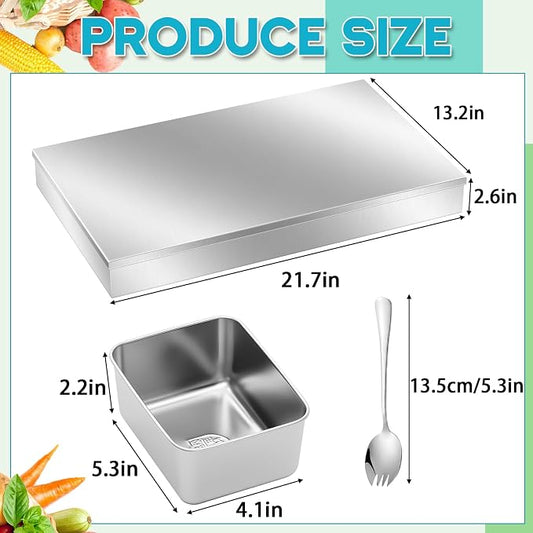 Boao 10 Compartment 304 Yakumi Pans Stainless Steel Seasoning Condiment Container with Lids Spoons, Japanese Yakumi Pans Mini Sauces Salad Dressings Storage for Food, Herbs, Spices