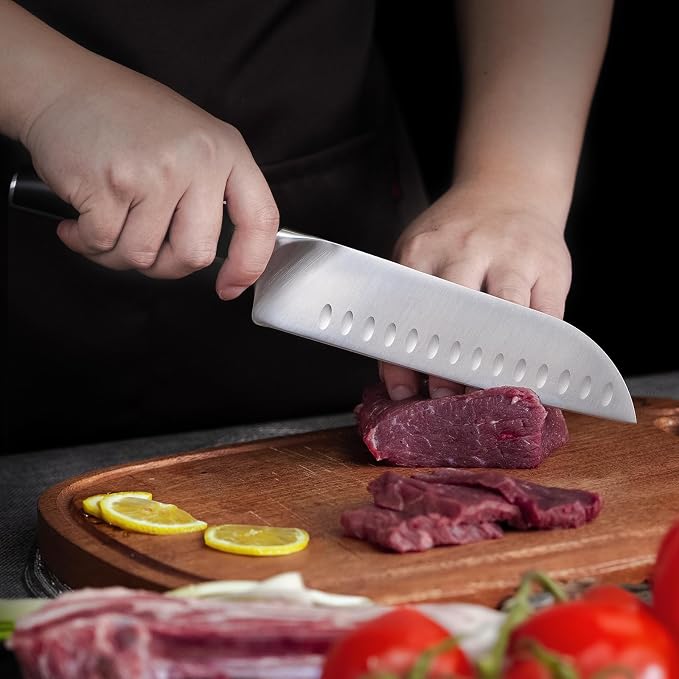 Santoku Knife 7 Inch Chef Knife Chopping Knife for Vegetable, Fruits, Meat, Perfect Gifts for Men and Women, Parents