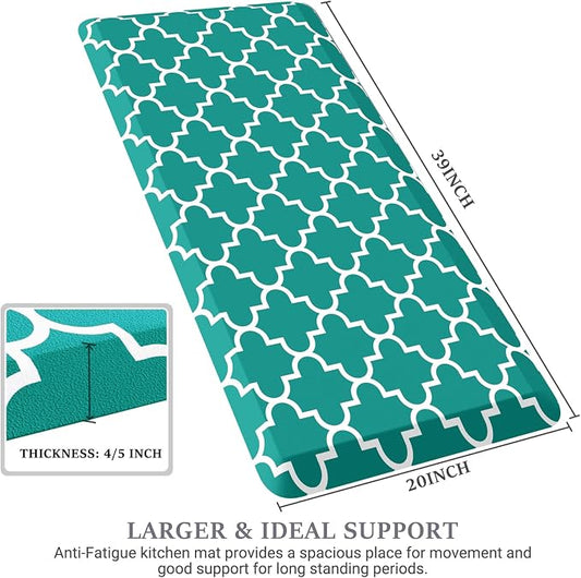 WISELIFE Anti Fatigue Floor Mat - 4/5 Inch Thick Kitchen Mat Non Slip Waterproof Heavy Duty Ergonomic Comfort Mat Durable for Home, Office, Sink, Laundry,(20" x 39", Green)
