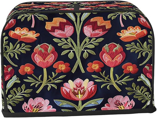 Toaster Cover 2 Slice Wide Slot Flower Floral RedBread Toaster Oven Dustproof Cover Small Appliance Kitchen Covers Dust and Fingerprint Protection for Women Gift 2 Slice