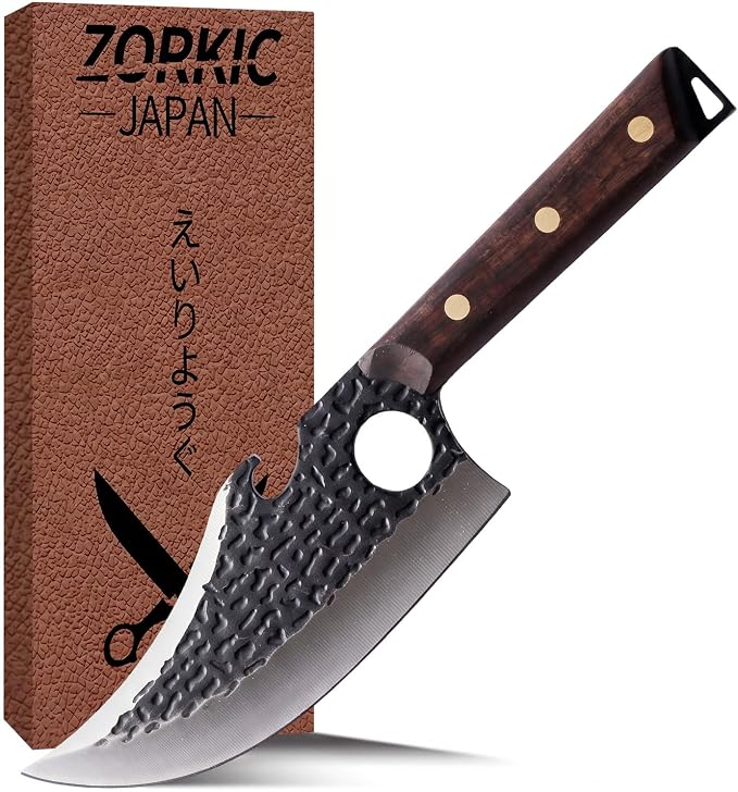 Butcher Knife, Hand Forged Serbian Chef Knivfe & Meat Cleaver & Viking Knife, Meat Cutting Kitchen Knife for Home, Outdoor Cooking, Camping BBQ Idea Gift for Men