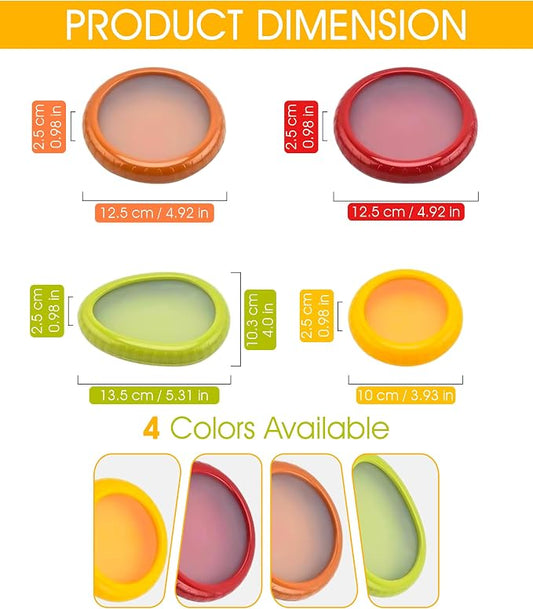 Zyphora 5-Piece Avocado Saver and Tomato Holder Set – 4 Reusable Silicone Food Storage Containers + 1 Fruit Peeler, Stretch Pods for Fruit & Veggie Storage