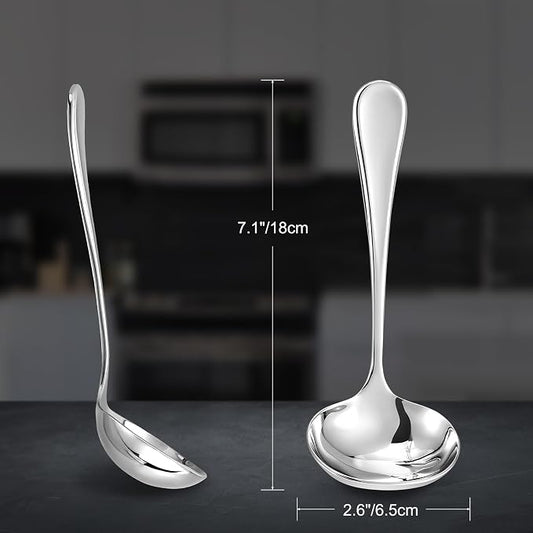 KEAWELL Premium 7.1" Verona Gravy Ladle, 18/10 Stainless Steel, Heavy-Duty with Deep Bowl, High-Polished Finish, Ergonomic Handle for Smooth Pouring, Dishwasher Safe (2, 7.1" Gravy Ladle)